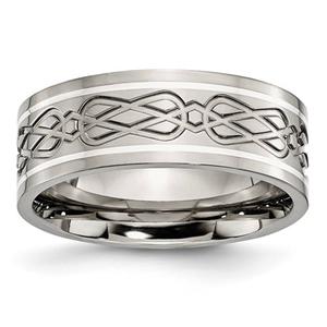 Mens Endless Affection(tm) Sterling Silver Inlay Celtic Knot Band