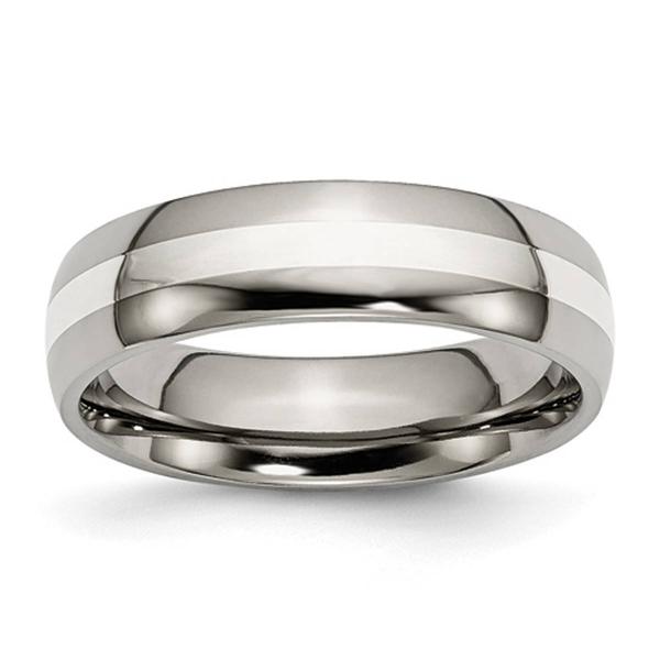Mens Endless Affection(tm) Sterling Silver Inlay Wedding Band
