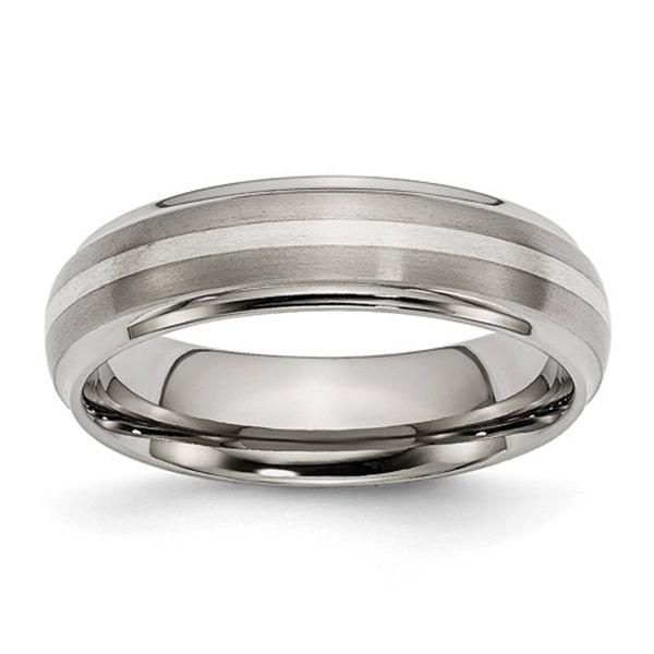 Mens Endless Affection(tm) 6mm Sterling Silver Inlay Polished Band