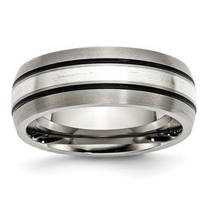 Mens Endless Affection(tm) Sterling Silver Inlay 8mm Wedding Band