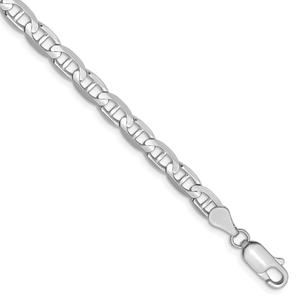 Mens Gold Classics(tm)4.5mm. 14kt.White Gold Concave Anchor Bracelet
