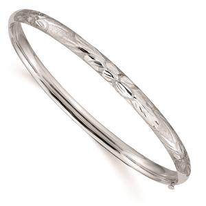 Gold Classics(tm) 3/16 White Gold Florentine Engraved Bangle
