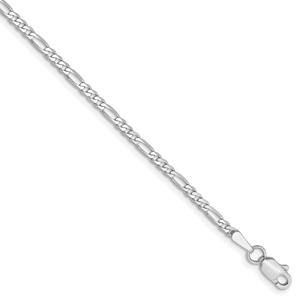 Mens Gold Classics(tm) 2.25mm. 14kt. White Gold Flat Figaro Bracelet
