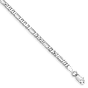Mens Gold Classics(tm) 3.0mm. 14kt. White Gold Flat Figaro Bracelet