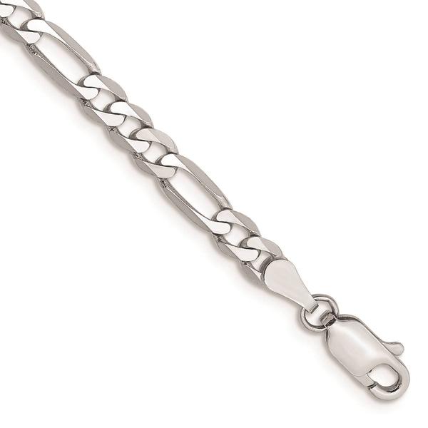 Mens Gold Classics(tm) 4.0mm. 14kt. White Gold Flat Figaro Bracelet