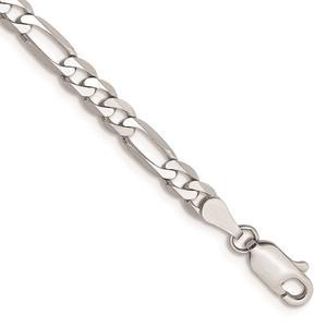 Mens Gold Classics(tm) 4.0mm. 14kt. White Gold Flat Figaro Bracelet