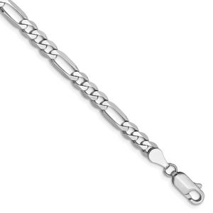 Mens Gold Classics(tm) 4.5mm. 14kt. White Gold Flat Figaro Bracelet