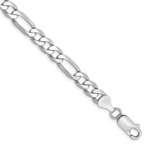 Mens Gold Classics(tm) 6.0mm. 14kt. White Gold Flat Figaro Bracelet
