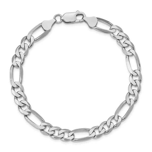 Mens Gold Classics(tm) 7.0mm. 14kt. White Gold Flat Figaro Bracelet