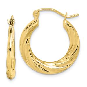 Gold Classics(tm) 10kt. Fancy Small 14mm Hoop Earrings