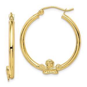 Gold Classics(tm) 10kt. Gold Angel Hoop Earrings