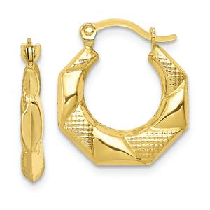 Gold Classics(tm) 10kt. Textured Scalloped Hollow Hoop Earrings
