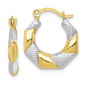 Gold Classics(tm) 10kt. White Rhodium Scalloped Hollow Hoop Earrings