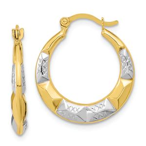 Gold Classics(tm) 10kt. & Rhodium Hollow Hoop Earrings