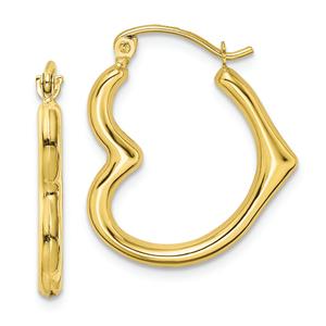 Gold Classics(tm) 10kt. Hollow Heart Shape Hollow Hoop Earrings