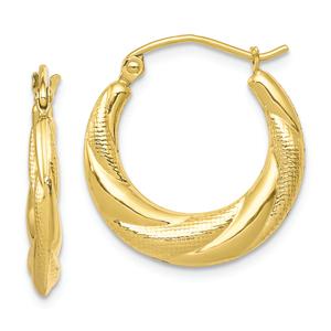 Gold Classics(tm) 10kt. Textured Scalloped Hollow Hoop Earrings