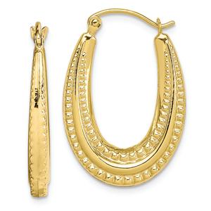 Gold Classics(tm) 10kt. Textured Oval Hollow Hoop Earrings