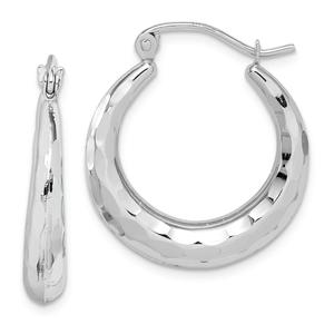 Gold Classics(tm) 10kt. White Gold Polished D/C Hoop Earrings