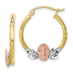 Gold Classics(tm) 10kt. Tri-color Guadalupe 21mm Hoop Earrings