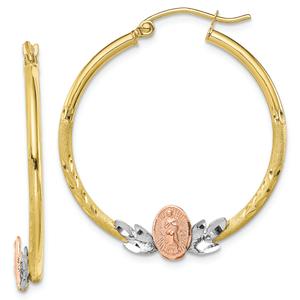 Gold Classics(tm) 10kt. Tri-color Guadalupe 32mm Hoop Earrings