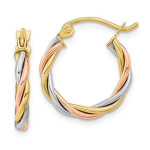 Gold Classics(tm) 10kt. Tri-color Polished Twisted Hoop Earrings