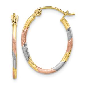 Gold Classics(tm) 10kt. & White & Rose Rhodium Hoop Earrings
