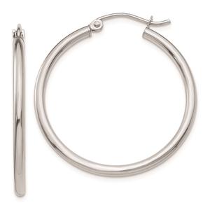Gold Classics(tm) 10kt. White Gold Polished 26mm Tube Hoop Earrings