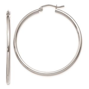 Gold Classics(tm) 10kt. White Gold Polished 35mm Tube Hoop Earrings