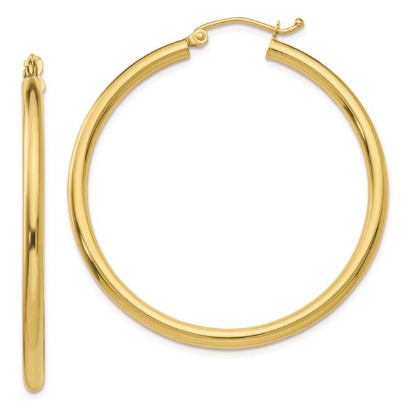 Gold Classics(tm) 10kt. Polished 35mm Tube Hoop Earrings