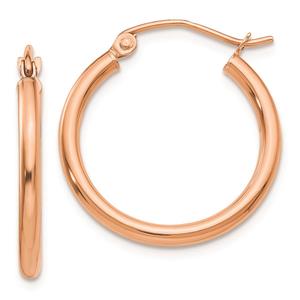 Gold Classics(tm) 10kt. Rose Gold Polished 21.2mm Tube Hoop Earrings