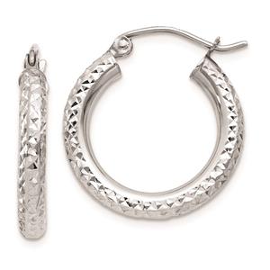 Gold Classics(tm) 10kt. White Gold Diamond-cut 15mm Hoop Earrings