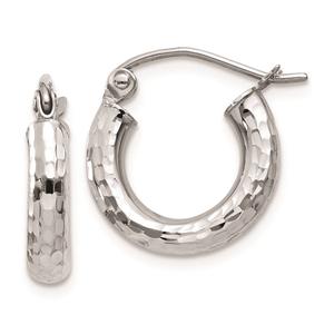 Gold Classics(tm) 10kt. White Gold Diamond-cut 8mm Hoop Earrings