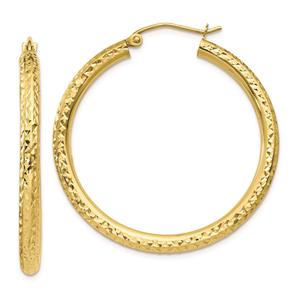 Gold Classics(tm) 10kt. Diamond-Cut 30mm Round Hoop Earrings