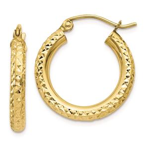 Gold Classics(tm) 10kt. Diamond-Cut 15mm Round Hoop Earrings