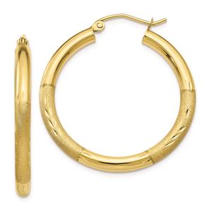 Gold Classics(tm) 10kt. Satin & Diamond-cut 30mm Hoop Earrings