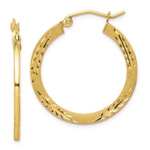 Gold Classics(tm) 10kt. Satin Diamond Cut 26mm Hoop Earrings