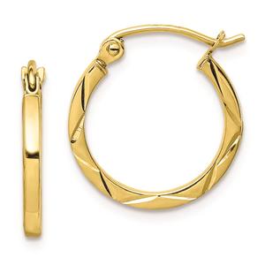 Gold Classics(tm) 10kt. 1.5x15mm Diamond Cut Hoop Earrings