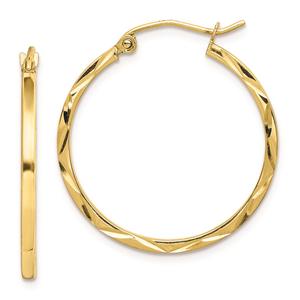 Gold Classics(tm) 10kt. 1.5x25mm Diamond Cut Hoop Earrings