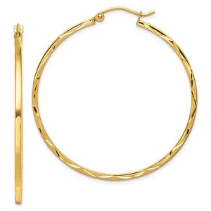 Gold Classics(tm) 10kt. 1.5x40mm Diamond Cut Hoop Earrings