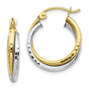Gold Classics(tm) 10kt. Two-tone Textured Twist Hoop Earrings