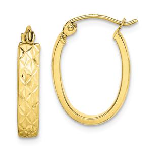 Gold Classics(tm) 10kt. Diamond Cut Oval Hoop Earrings