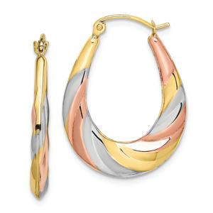 Gold Classics(tm) 10kt. Rhodium Oval Scalloped Hollow Hoop Earrings