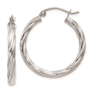 Gold Classics(tm) 10kt. White Gold Twist Polished 16mm Hoop Earrings