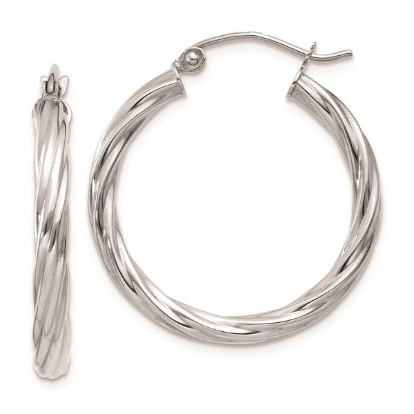 Gold Classics(tm) 10kt. White Gold Twist Polished 16mm Hoop Earrings