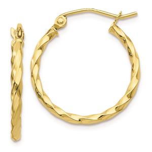 Gold Classics(tm) 10kt. Twist Polished 21mm Hoop Earrings