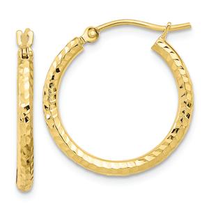 Gold Classics(tm) 10kt. Diamond-cut 21mm Round Tube Hoop Earrings