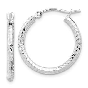 Gold Classics(tm) 10kt. White Gold Diamond-cut Tube Hoop Earring