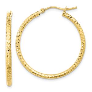 Gold Classics(tm) 10kt. Diamond-cut 31mm Round Tube Hoop Earrings