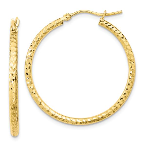 Gold Classics(tm) 10kt. Diamond-cut 31mm Round Tube Hoop Earrings