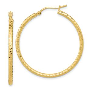 Gold Classics(tm) 10kt. Diamond-cut 36mm Round Tube Hoop Earrings